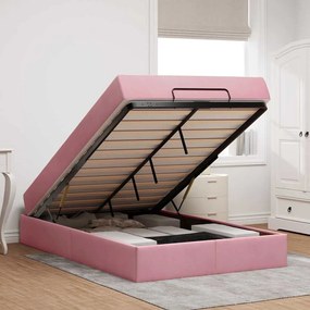 vidaXL Σκελετός κρεβατιού με στρώμα με στρώμα 2 pcs Ροζ Βελούδο