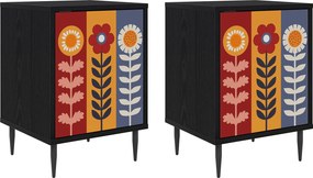 vidaXL Κομοδίνο ESSEN 2 τμχ. Μαύρη Δρυς 36 x 33 x 51 εκ.