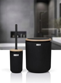 Stewehome Σετ 2 τεμαχίων στρογγυλής πλαστικής λεκάνης και βούρτσας τουαλέτας Μαύρο