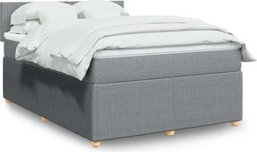 vidaXL Κρεβάτι Boxspring με Στρώμα Ανοιχτό Γκρι 140x200 εκ. Υφασμάτινο