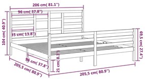 vidaXL Πλαίσιο Κρεβατιού Καφέ Μελί 200 x 200 εκ. από Μασίφ Ξύλο