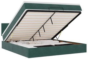 vidaXL Οθωμανικό κρεβάτι με στρώμα & LEDs Dark Green 180x200cm Velvet