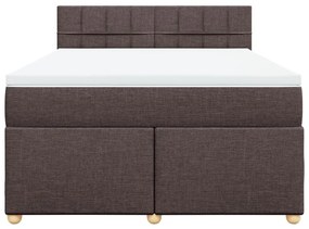 Κρεβάτι Boxspring με Στρώμα Σκούρο Καφέ 140x200 εκ Υφασμάτινο - Καφέ