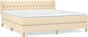 vidaXL Κρεβάτι Boxspring με Στρώμα Κρεμ 180x200 εκ. Υφασμάτινο