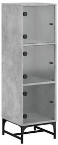 vidaXL Ντουλάπι Γκρι Σκυροδέματος 35 x 37 x 120 εκ. με Γυάλινες Πόρτες