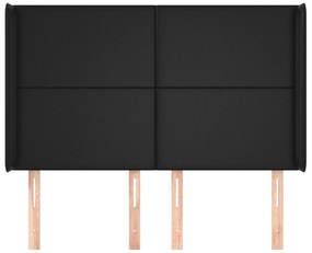 Κεφαλάρι με Πτερύγια Μαύρο 147x16x118/128 εκ. Συνθ. Δέρμα 3119390
