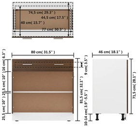 Έπιπλο Με Συρτάρι Καφέ Δρυς 80x46x81,5 εκ. Επεξεργ. Ξύλο - Καφέ