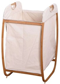 Καλάθι Απλύτων FNSJ218012W 43x43x77cm White-Brown Max Home Bamboo,Ύφασμα