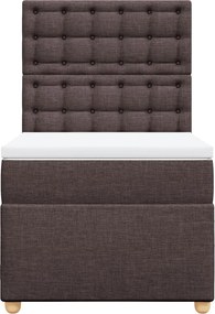 vidaXL Κρεβάτι Boxspring με Στρώμα Σκούρο Καφέ 100x200 εκ. Υφασμάτινο