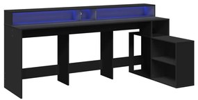 vidaXL Γραφείο με LED Μαύρο 200x104x91 εκ. από Επεξεργασμένο Ξύλο
