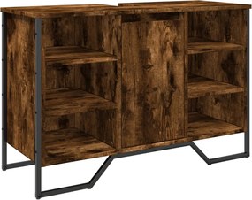 vidaXL Ντουλάπι Νιπτήρα Μπάνιου Καπνιστή Δρυς 91x35x60 εκ. Επεξ. Ξύλο