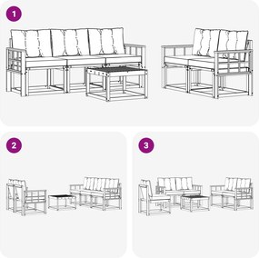 vidaXL Σειρά Καναπέ Εξωτερικού με μαξιλάρι 6 pcs Λευκό και Μπεζ