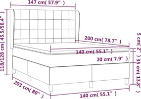 vidaXL Κρεβάτι Boxspring με Στρώμα Σκούρο Καφέ 140x200 εκ Υφασμάτινο