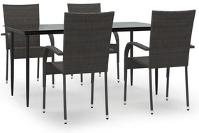 vidaXL Σετ Τραπεζαρίας Κήπου 5 Τεμαχίων Καφέ από Συνθετικό Ρατάν