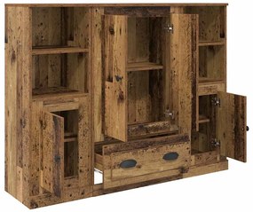vidaXL Highboard με συρτάρι 3 pcs Παλιό Ξύλο Επεξεργασμένο ξύλο