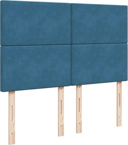 vidaXL Κρεβάτι Boxspring με Στρώμα Μπλε 140x200 εκ. Βελούδινο