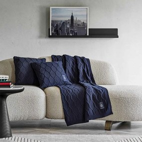 Κουβέρτα Καναπέ Πλεχτή Twist Navy Tommy Hilfiger 130X170 100% Cotton