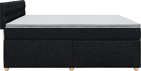 vidaXL Κρεβάτι Boxspring με Στρώμα Μαύρο 200x200 εκ. Υφασμάτινο