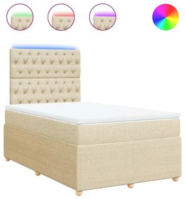 vidaXL Κρεβάτι Boxspring με Στρώμα Κρεμ 120x200 εκ. Υφασμάτινο