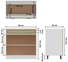 Ντουλάπι με Συρτάρι Sonoma Δρυς 80x46x81,5 εκ. Επεξ. Ξύλο - Καφέ