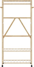 vidaXL Ράφι Ρούχων με Ράφια και Ρόδες 90x40x179,5 εκ. από Μπαμπού