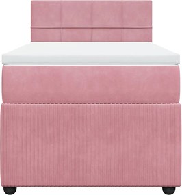 vidaXL Κρεβάτι Boxspring με Στρώμα Ροζ 100x200 εκ. Βελούδινο