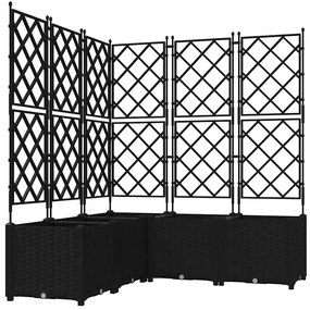 vidaXL Γλάστρα Κήπου με Τρέλλις 5 τεμ Μαύρη 120x120x143 εκ