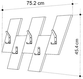 Κρεμάστρα τοίχου Livy Megapap χρώμα sapphire oak - γκρι ρετρό 75,2x1,8x45,3εκ.