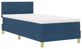 vidaXL LED Κρεβάτι με βάθρο με στρώμα Μπλε 90 x 190 cm ύφασμα