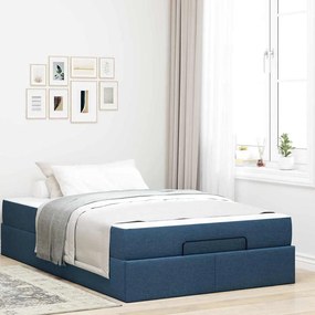 vidaXL Σκελετός Κρεβατιού με στρώμα Μπλε 120 x 200 cm ύφασμα