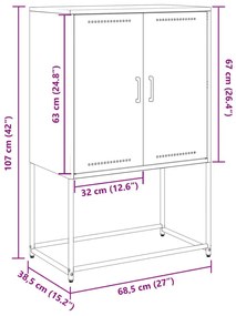 Μπουφές Μαύρος 68,5 x 38,5 x 107 εκ. Ατσάλινος - Μαύρο