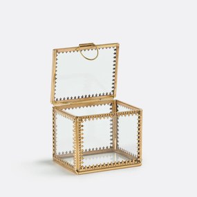 Τετράγωνη βιτρίνα από γυαλί &amp; ορείχαλκο Stelia