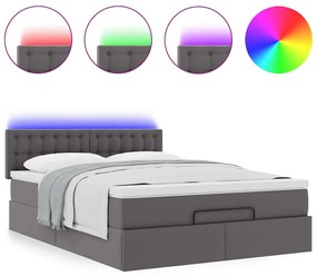 Οθωμανικό κρεβάτι με στρώματα &amp; LEDs Γκρι Faux Leather 3312155