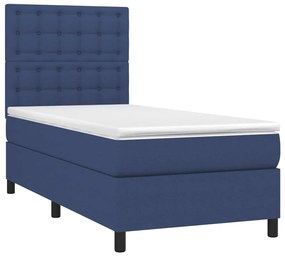 vidaXL Κρεβάτι Boxspring με Στρώμα &amp; LED Μπλε 90x200 εκ. Υφασμάτινο