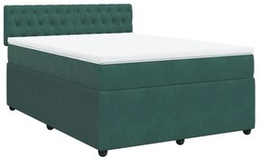 Κρεβάτι Boxspring με Στρώμα Σκούρο Πράσινο 140x190εκ. Βελούδινο - Πράσινο