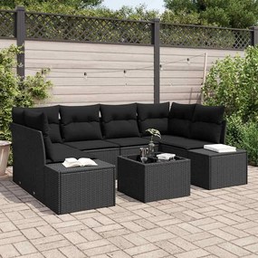 vidaXL Σετ Καναπέ Κήπου 7 pcs Μαύρο Πολυ ράταν