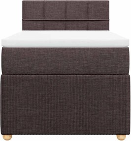 vidaXL Κρεβάτι Boxspring με Στρώμα Σκούρο Καφέ 90x190 εκ. Υφασμάτινο