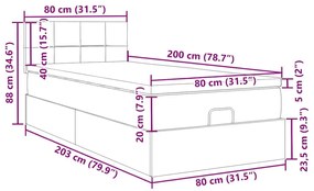 Οθωμανικό κρεβάτι με στρώμα Μαύρο 80x200cm Velvet - Μαύρο