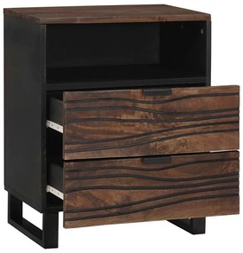 vidaXL Κομοδίνο με συρτάρι Καρυδιά 50 x 33 x 60 εκ Μασίφ ξύλο μάνγκο