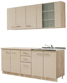 Έτοιμη Σύνθεση Κουζίνα Diana 200 Γκρί Δρύς - Άμμου Γυαλιστερό 200x60x200 εκ. 200x60x200 εκ.