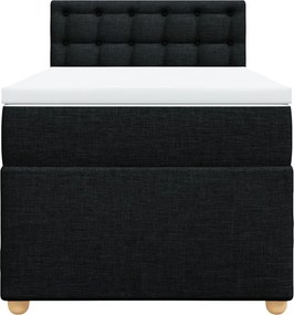 vidaXL Κρεβάτι Boxspring με Στρώμα Μαύρο 90x200 εκ. Υφασμάτινο