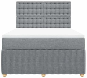 vidaXL Κρεβάτι Boxspring με Στρώμα Ανοιχτό Γκρι 140x190 εκ. Υφασμάτινο