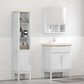 vidaXL Σετ Επίπλων Μπάνιου FLORO 2 pcs Λευκό Στερεό ξύλο πεύκου
