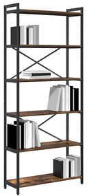vidaXL Βιβλιοθήκη Καπνιστή δρυς 80 x 30 x 188 εκ Επεξεργασμένο ξύλο