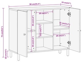 Ντουλάπι Βοηθητικό 90 x 33 x 75 εκ. από Μασίφ Ξύλο Ακακίας - Καφέ