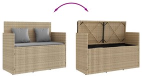 vidaXL Πάγκος Κήπου Μπεζ από Συνθετικό Ρατάν με Μαξιλάρια