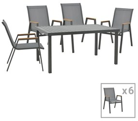 Dinning set Azelie-Kliton set of 7 anthracite fabric-anthracite aluminum 77x55x94cm 77x55x94 εκ.