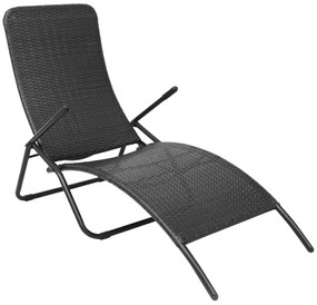 vidaXL Ξαπλώστρα Πτυσσόμενη Μαύρη από Συνθετικό Ρατάν