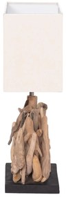Επιτραπέζιο ορθογώνιο φωτιστικό Twiggy driftwood &amp; λευκό καπέλο 35x14x50Υ εκ.