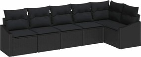 vidaXL Σετ Καναπέ με μαξιλάρι 6 pcs Μαύρο συνθετικό ρατάν